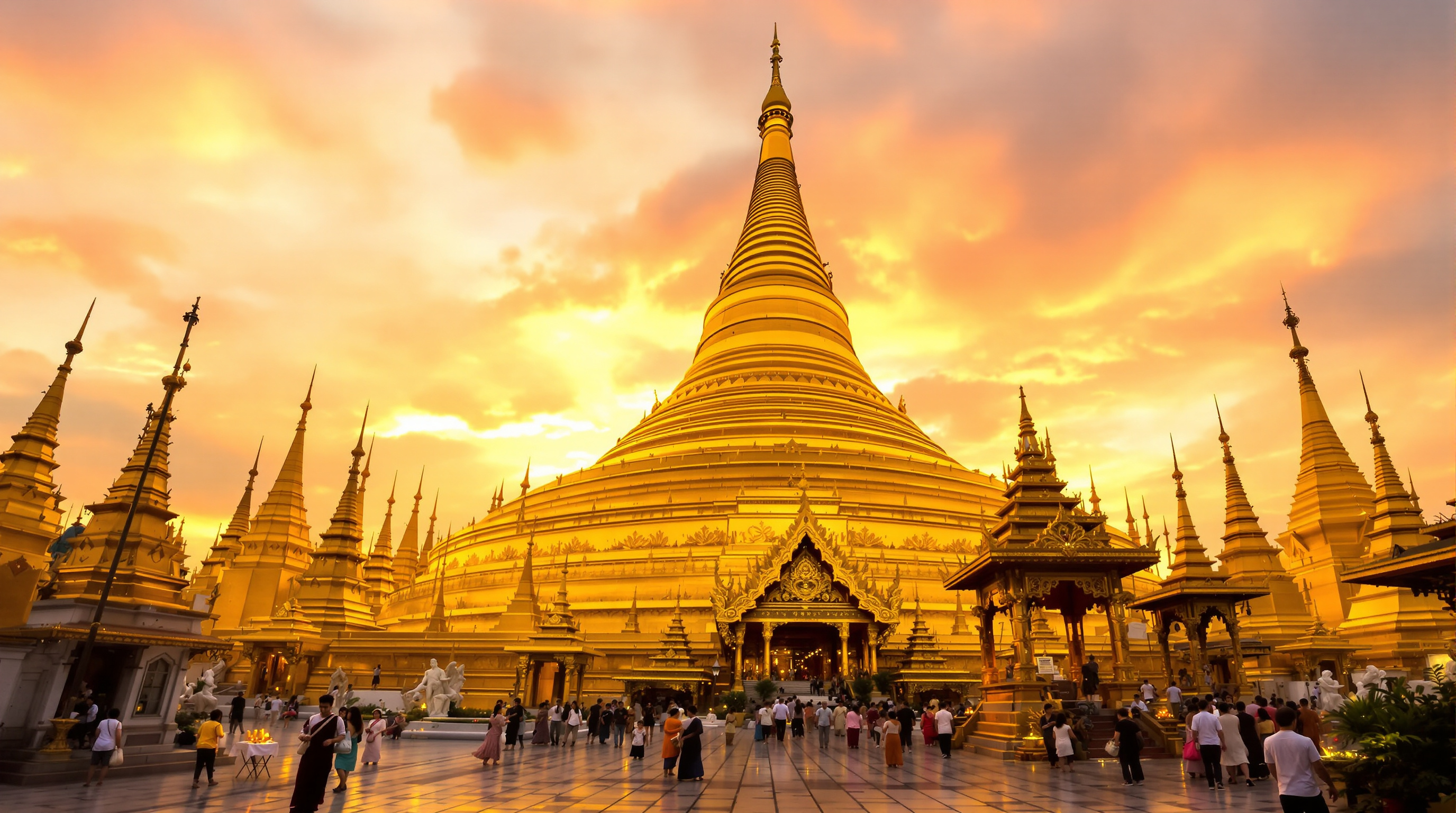 Shwedagon Pagoda golden Buddhist stupa in Yangon